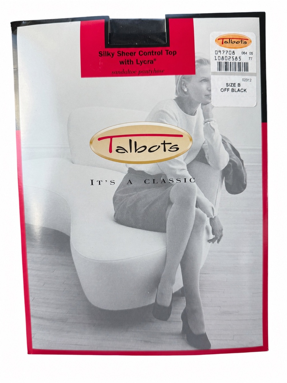 Talbots Silky Sheer Control Top Pantyhose Off Black Size B NIP Vintage Lycra